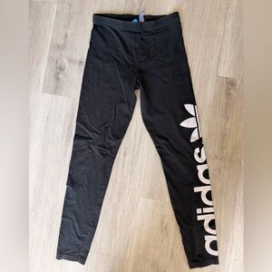 adidas Black Leggings with White Trefoil Logo
